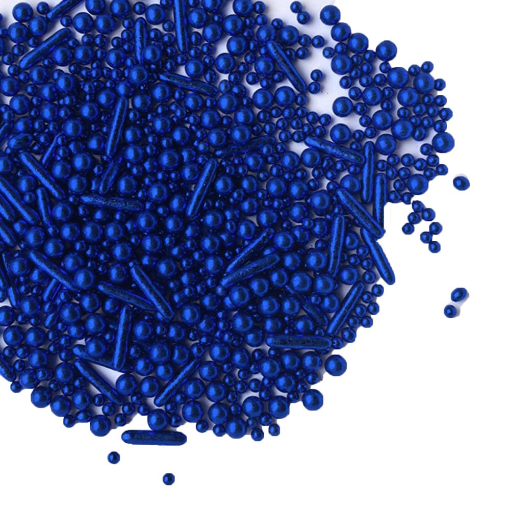 Sprinkles Blue Pearl Sugar Candy Mix Size Baking Cake Decorations Cupcake Toppers Celebrations Shaker Jar Wedding Shower Party (120g/4.2oz