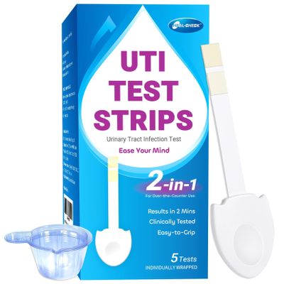 HEAL-CHECK 5 Pack UTI Test Strips, Urinary Tract Infection Test Kit for Women Men, Accurate Result in 2 Minutes, Monitor Bladder Health at Home, Clinically Tested, Easy to Grip, Individually Wrapped