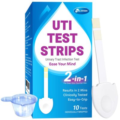 10 Pack UTI Test Strips, Urinary Tract Infection Test Kit for Women Men, Accurate Result in 2 Minutes, Monitor Bladder Health at Home, Clinically Tested, Easy to Grip, Individually Wrapped