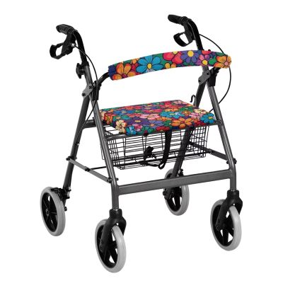 Maiyoinou Hippie Flower 2 Pcs Rollator Walker Accessories Seat Cover for Senior and Adults Removable Durable Walker Accessories Rollator Seat and Back Rest Covers
