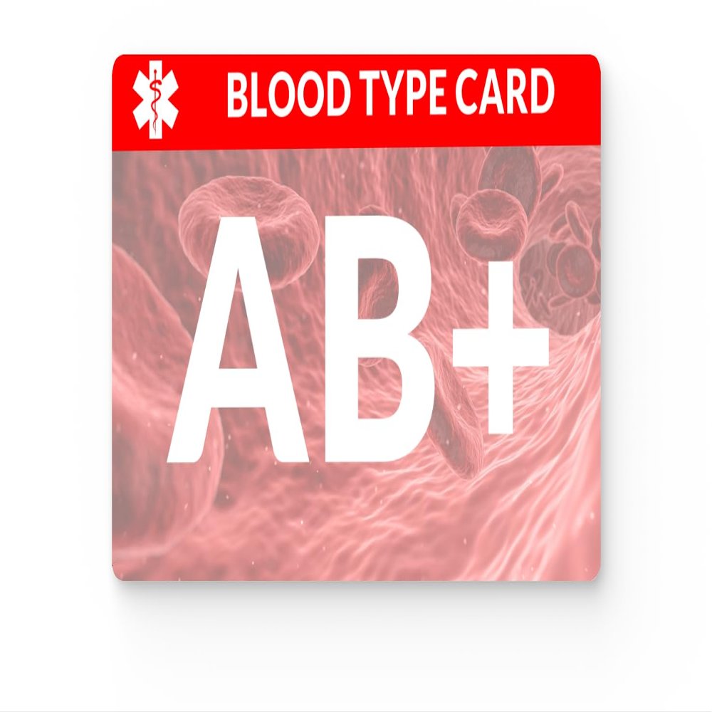 AB Negative and AB Positive Blood Type Medical Emergency Identification - Easy-to-Carry Emergency Information for Quick Access (AB Positive)