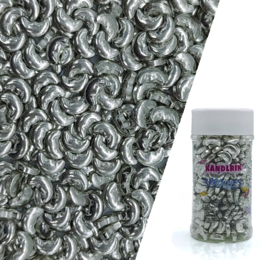 Silver Moon Sprinkles Edible Moon Cake Decorating Cake Decorations Cupcake Toppers Cookie Decorating Perfect for Cakes, Cupcakes, Desserts Toppings 3OZ
