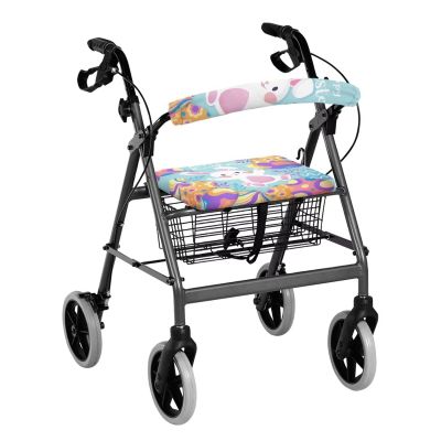 Maiyoinou Happy Easter Walker Accessories Rollator Seat and Back Rest Covers 2 Pieces Eggs Bunny Leaf Lightweight Breathable Rollator Walker Accessories for Women Men