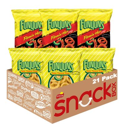 Funyuns Onion Flavored Rings, 2 Flavor Variety Pack, 0.75 Ounce (Pack of 21)