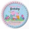 7.5 Inch Edible Cake Topper Pink Pig Kids Fun Girls Family Themed Birthday Party Collection of Edible Cake Decorations round view 1