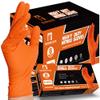 MEDPRAYER Industrial Orange Nitrile Gloves Disposable Rubber Gloves 8 Mil Raised Diamond Texture, Latex & Powder Free - Size M, Pack of 50 view 1