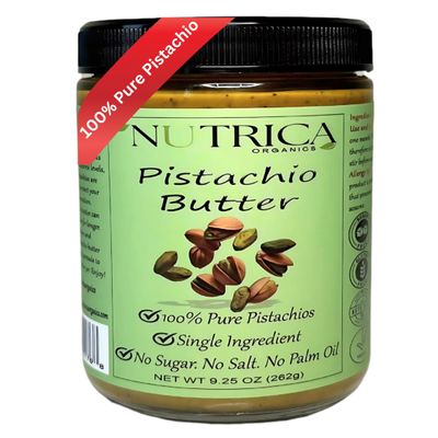 100% Pure Pistachio Butter, Single Ingredient, No Salt, No Sugar, No Palm Oil, No Additives, Vegan, Plant Based Protein, Premium Roasted Pistachios, Perfect For Dubai Chocolate With Knafeh. 9.25oz (262gr)