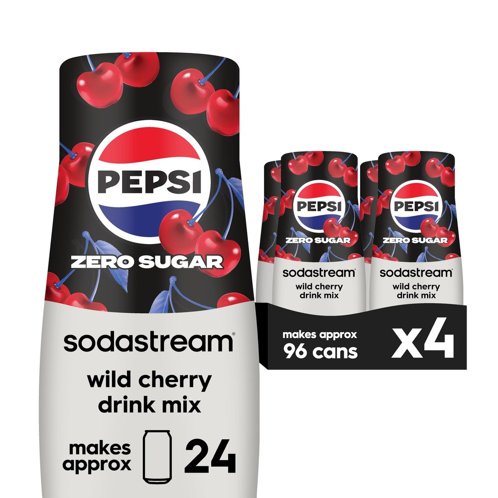 SodaStream Pepsi Wild Cherry Zero Sugar Drink Mix (440ml, Pack of 4)