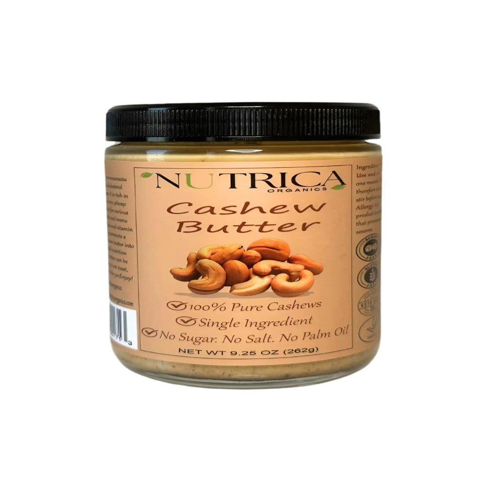 100% Pure Cashew Butter, Single Ingredient, No Salt, No Sugar, No Palm Oil, No Additives, Vegan, Plant Based Protein, Premium Roasted Cashews, 9.25oz (262gr)