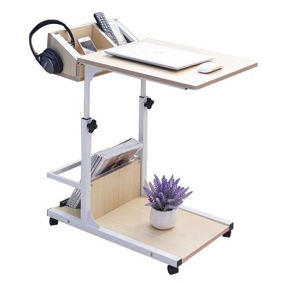 SUZEPER Adjustable Overbed Bedside Table with Wheels,c Shaped End Table,Couch Side Table with Storage,Rolling Laptop Computer Standing Desk Cart Height 21.6"-31.4"(19.6" Wx15.7 Dx21.6 H, B)