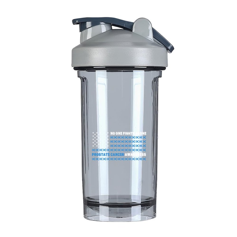 America Flag Fight Prostate Cancer Awareness 18 Ounce Shaker Bottle Drink Mixer Leak-proof Pre Workout Protein Shakes Meal Replacement Shakes Bottles 500ML/18 Oz Gray