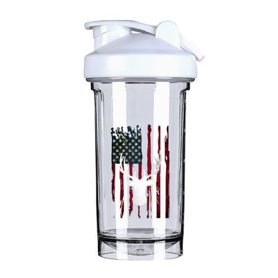 America Flag Deer 18 Ounce Shaker Bottle Drink Mixer Leak-proof Pre Workout Protein Shakes Meal Replacement Shakes Bottles 500ML/18 Oz White-1-1