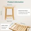 BFTOU 2-Tier Bamboo Shower Bench Small Shower Stool with Storage Shelf SPA Bathtub Shower Chair for Living Room Bedroom Bathroom, Natural view 3