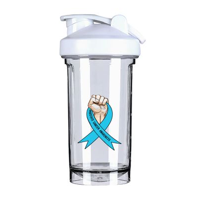 Prostate Cancer Awareness 1 18 Ounce Shaker Bottle Drink Mixer Leak-proof Pre Workout Protein Shakes Meal Replacement Shakes Bottles 500ML/18 Oz White