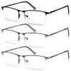 WEIMELTOY 3 Pack Blue Light Blocking Reading Glasses for Men, Stylish Half Frame Metal Computer Readers, Lightweight Spring Hinge Eyeglasses Anti Eyestrain/Glare/UV (2PCS Gray+1PCS Black,+0.0) view 1