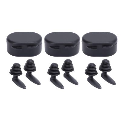 3 Pairs Swimming Ear Plugs, Reusable Noise Cancelling Earplugs Water Earbuds with Noise Reduction, for Adults Sports Swimming
