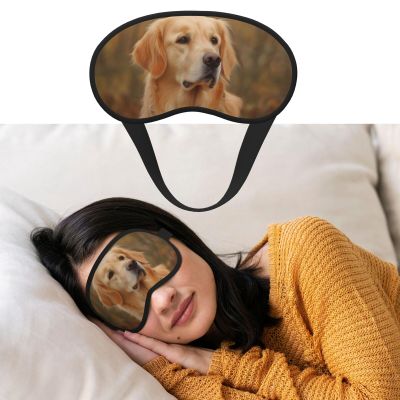 Golden Retriever Sleep Mask Soft Blackout Eye Mask with Adjustable Strap Comfortable Eye Shade Cover for Women Men Deep Rest Travel Work Home