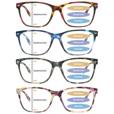 MAEOWN Progressive Multifocal Reading Glasses Blue Light Blocking Spring Hinge Readers Pattern Print Eyeglasses for Women (Mix Color, 1.75, x)