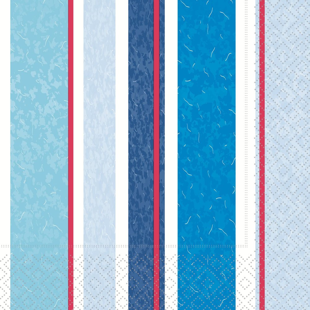 IHR Ideal Home Range Cocktail Napkins Disposable 3-Ply Paper Party Napkin Pack, 5" x 5", Marina Stripes, 20-Count
