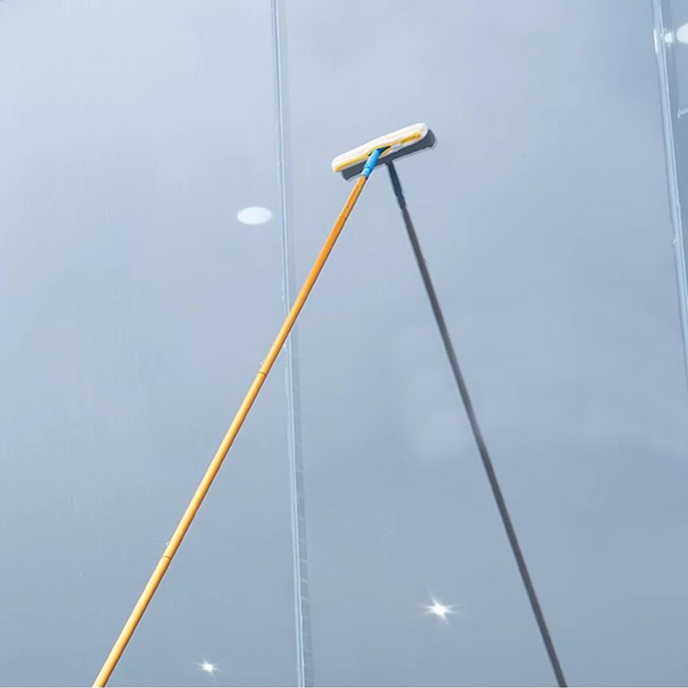 SUZEPER Telescopic Window Cleaner Kit with Squeegees, Portable Extension Pole, Professional Outdoor Window Cleaner Tool for High Window Mirror Cleaning(4.5M/14.7FT, Gold)