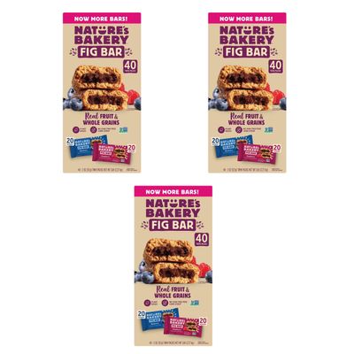 KD Chocolates Natures Bakery Fig Bar, Variety Pack, 2 oz, 40 ct (Pack of 3)