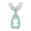 Lamppdcor Soft Silica Gel Brush Head,Children's U-Shaped Toothbrush Silicone Toothbrush Baby Mouth Cleaning Manual Toothbrush (Green, L) view 1