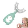Lamppdcor Soft Silica Gel Brush Head,Children's U-Shaped Toothbrush Silicone Toothbrush Baby Mouth Cleaning Manual Toothbrush (Green, L) view 2
