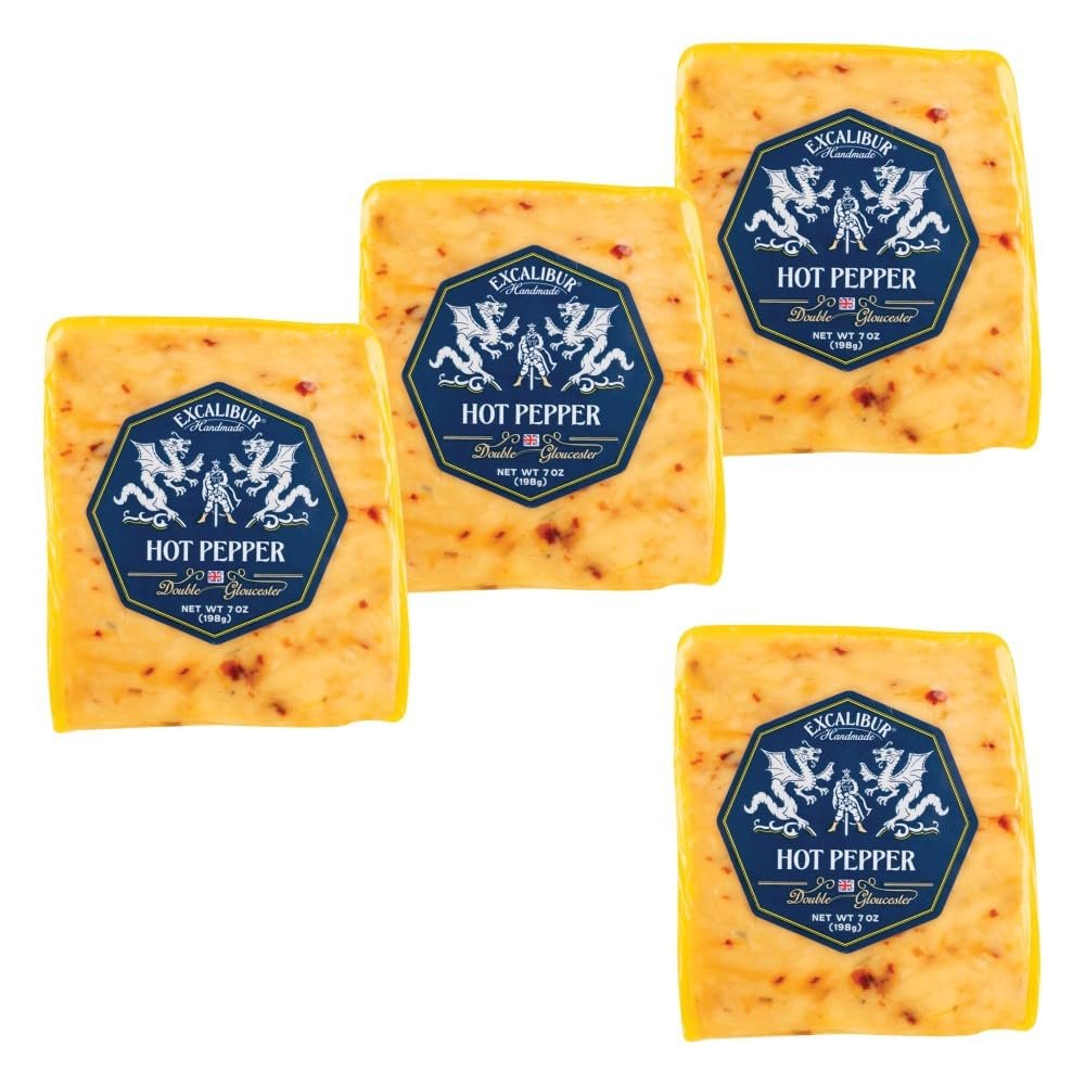 Excalibur Hot Pepper Double Gloucester Cuts, 7 oz, 4 Pack