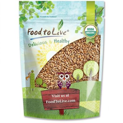 Food to Live Organic Whole Unhulled Barley, 2 Pounds - Premium Quality Seeds with Husk Intact. 100% Natural, High in Fiber. Kosher Grain.