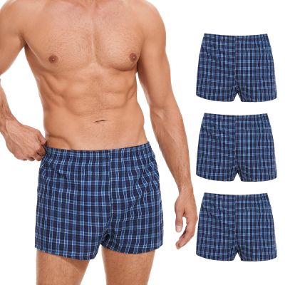 ShieldEase Incontinence Underwear for Men Washable - Reusable Boxer Briefs with Front Fly, Front & Rear Leak Proof, 120ml Absorbency (3 Pack, Plaid Blue Green, 2XL)