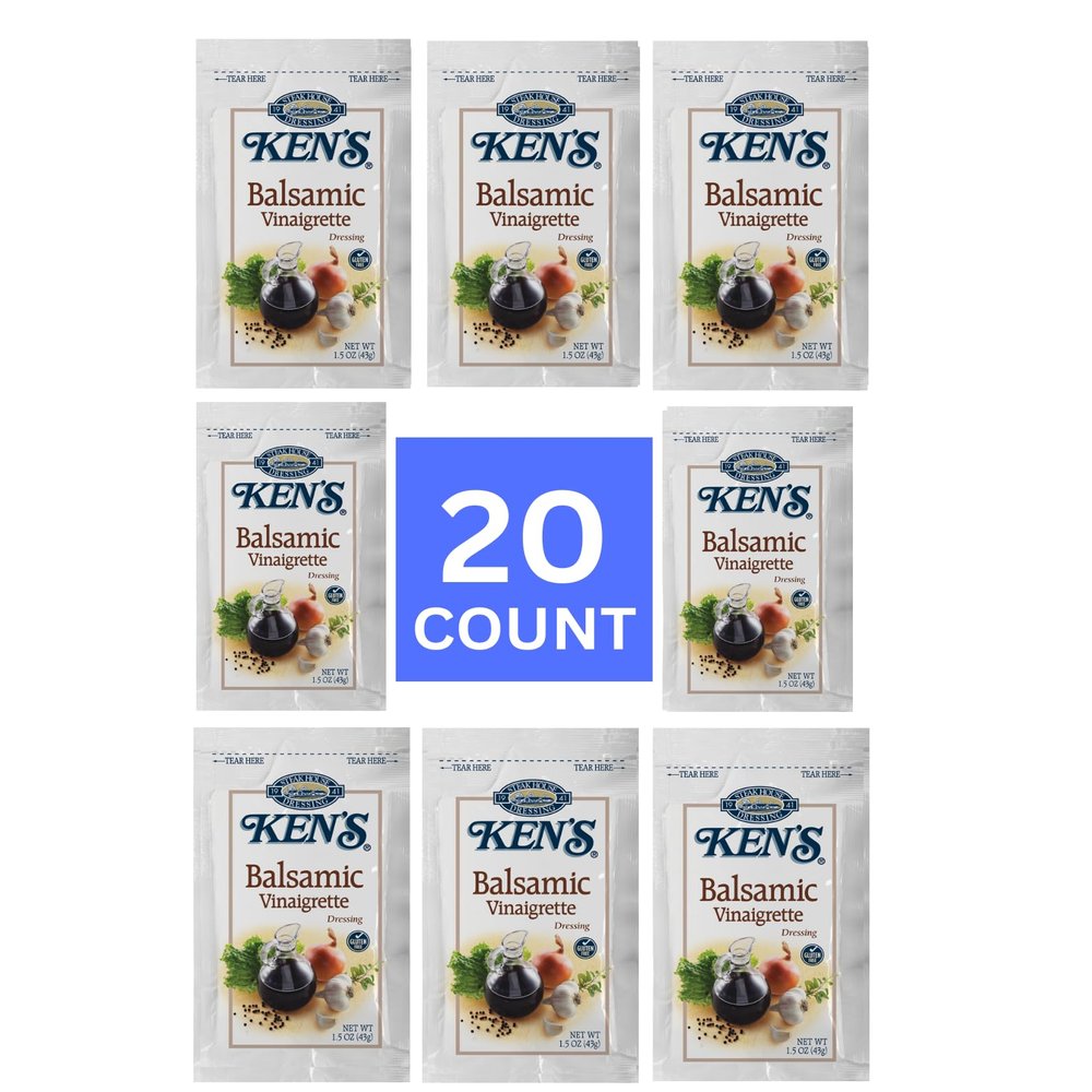 20 Count | Salad Dressing Packets | Individual Single Serve Salad Dressing condiment packets | 1.5 Oz Per Pouch (Balsamic Vinaigrette)