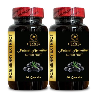 ACAI Berry Extract - Superfood from Chile Antioxidants, Immune Support for Women and Men, Natural Wellness Support, Acai for Energy - 2 Bottles 120 Capsules