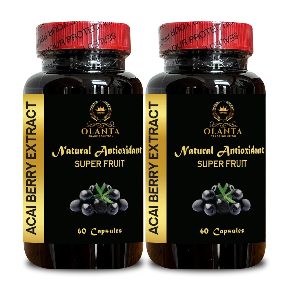 ACAI Berry Extract - Natural Anti Aging Supplement, Antioxidant Support, Aa Berry (Euterpe oleracea) Pills, acai Berry Juice - 2 Bottles 120 Capsules