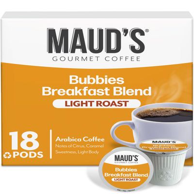 Maud's Breakfast Blend Coffee Pods, 18 ct, Light Roast Coffee in Single Serve Pods 100% Arabica Beans, Compatible with Keurig K Cups Maker