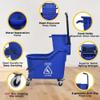 Matthew Cleaning Blue 44Quart Commercial Mop Bucket INCL.Wet String Mop& 19'' Industrial Wet Floor Sign with Side Press Wringer On Wheels,Tandem Portable Floor Cleaning Wavebrake,Ideal for Household view 3