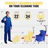 Matthew Cleaning Blue 44Quart Commercial Mop Bucket INCL.Wet String Mop& 19'' Industrial Wet Floor Sign with Side Press Wringer On Wheels,Tandem Portable Floor Cleaning Wavebrake,Ideal for Household view 4