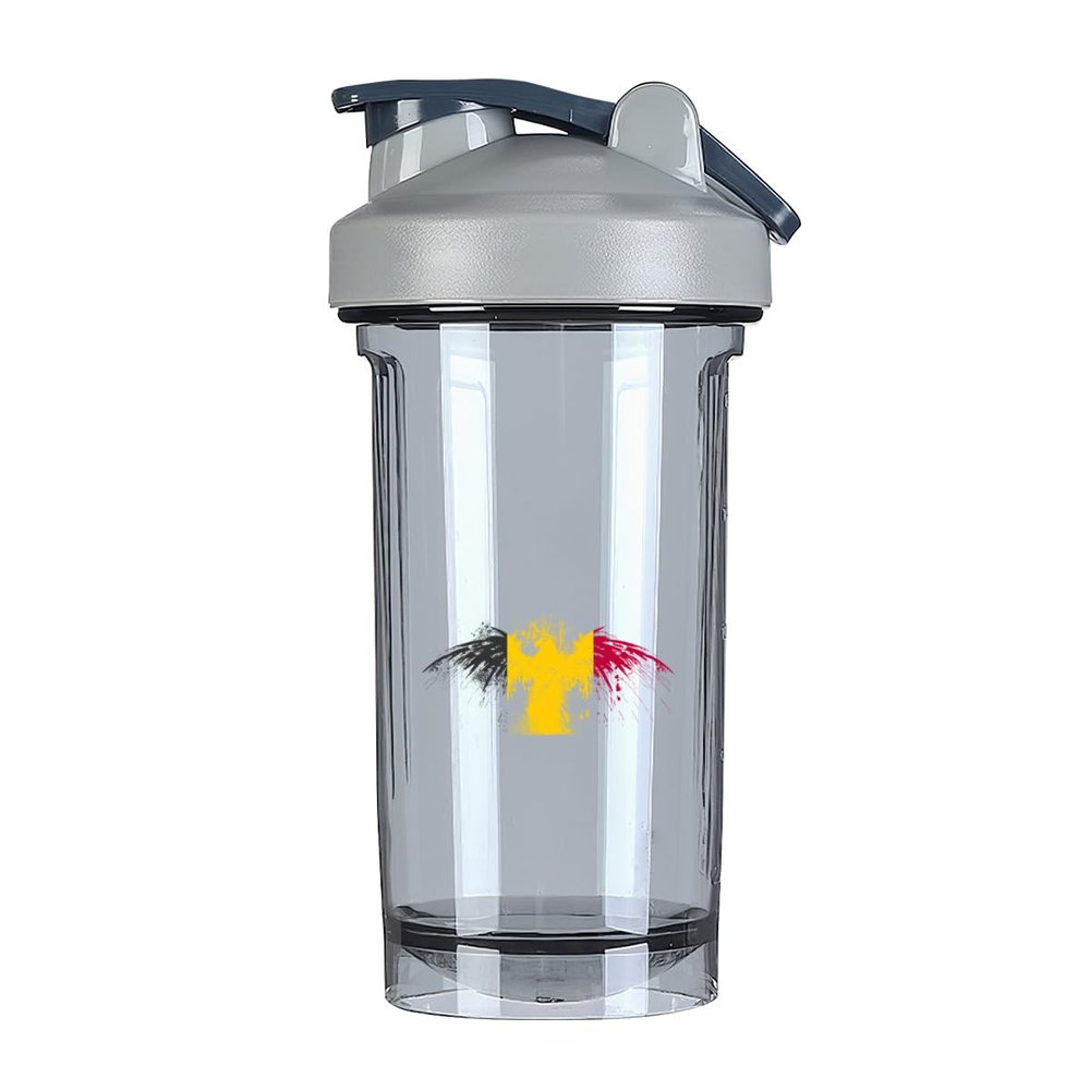 Belgian Flag 18 Ounce Shaker Bottle Drink Mixer Leak-proof Pre Workout Protein Shakes Meal Replacement Shakes Bottles 500ML/18 Oz Gray