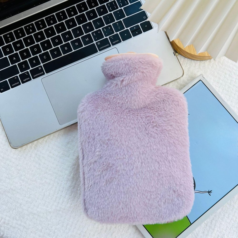 Hot Water Bottle Rubber with Bunny Shape Plush Soft Cover Hot Water Bag for Cramps, Pain Relief, Removable Hot Cold Pack Hot Water Bed Warmer Winter Warm Leakproof PVC Hot Water Bag (Purple,1000ml)