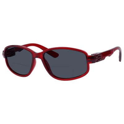 Eyekepper Bifocal Sunglasses for Women Men 3.0, Wrap Design Red Frame