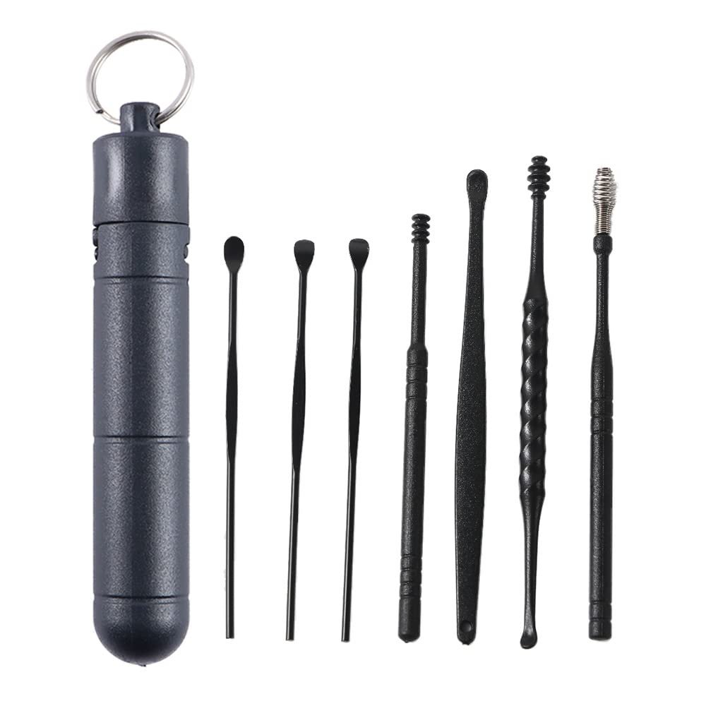 7pcs Ear Wax Removal Tool Kit Stainless Steel Ear Cleansing Tool Set Ear Curette Ear Wax Removal Tool with Storage Case