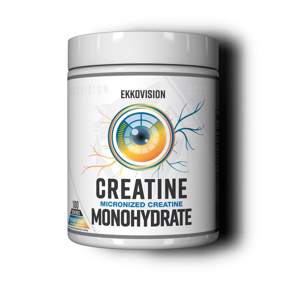 Ekkovision Creatine Monohydrate Powder, Micronized, Blueberry Mango, Pre Workout & Post Workout Supplement for Men and Women, Energy Support, Easy to Mix in Shakes, Smoothies & Beverages, 100 Servings