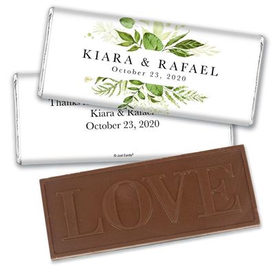 12ct Personalized Wedding Candy Favors for Guests Belgian Chocolate Bars Embossed "Love" (12 Count) - Botanical