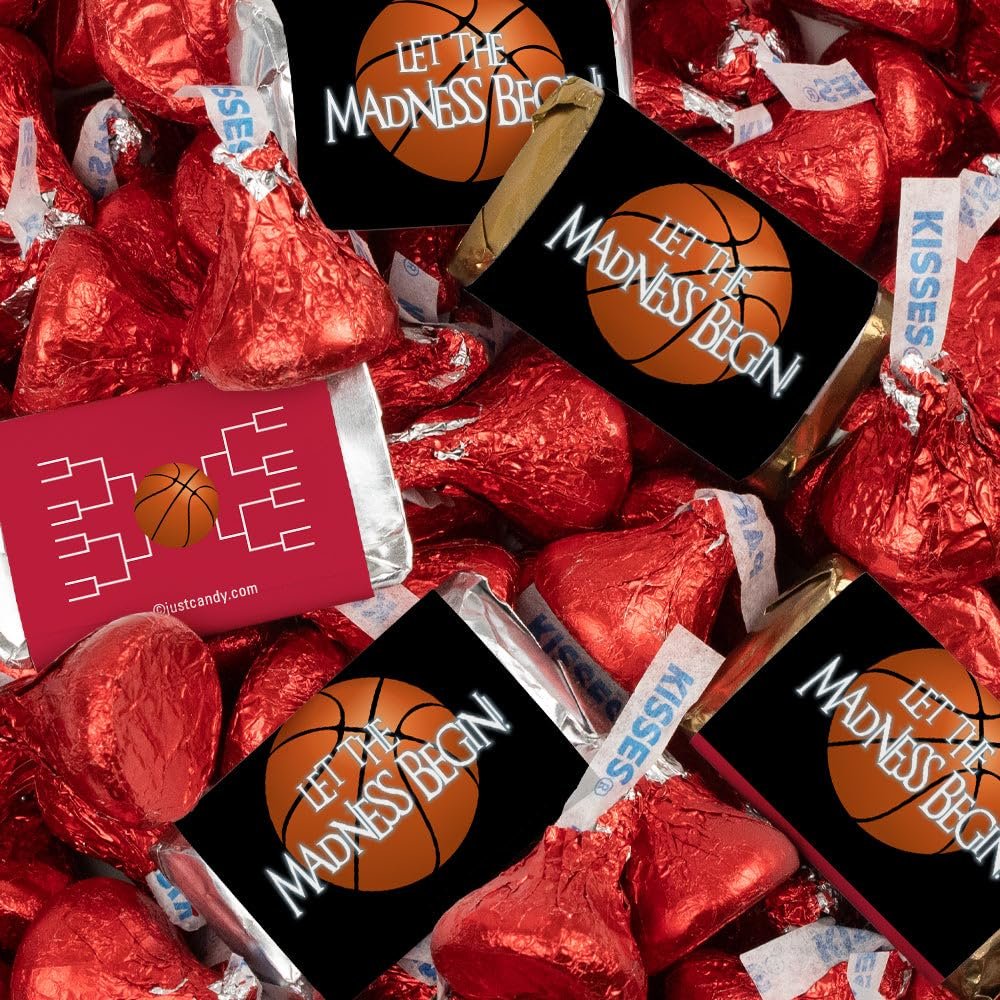 124 Pcs Red Basketball Party Candy Favors Chocolate Mix Let the Madness Begin (1.52 lbs, Approx. 124 Pcs)