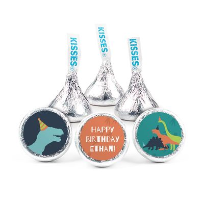 90ct Personalized Dinosaur Birthday Candy Party Favors Kisses with DIY Stickers, Bulk Chocolate