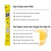 DAJEONGHEON Organic Lemon Juice Stick Packets - 100% Pure Cold-Pressed NFC Lemon Juice, No Water Added, Convenient Portable Packets for Detox, Water & Tea, 14 Count (9.87 oz, 280g), Contains 1 Whole Lemon Per Packet view 4