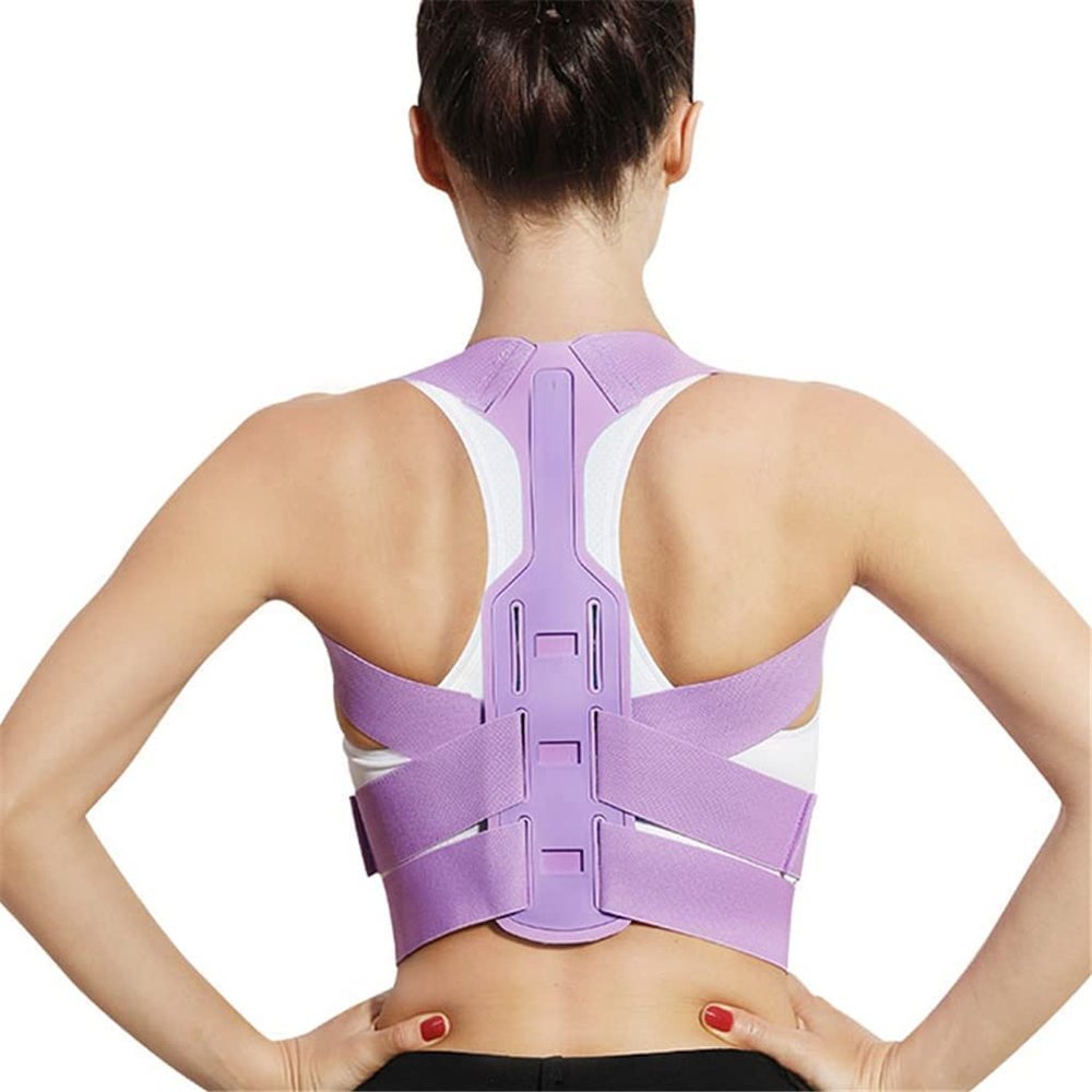 XYIANG Brace Support Belt Adjustable Back Posture Corrector Back Shoulder Lumbar Posture Correction Corset for Posture Tools (Purple S code)