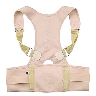 XYIANG Posture Corrector Posture Corrector Back Brace Shoulder Back Support Belt Shoulder Posture Adjust Magnetic Therapy for Uni Support Brace (Beige L)