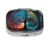 keluki Magic Fantasy Tree Art Print Square Metal Pill Box with 2 Compartment for Pocket or Purse Travel Bag Small Size 2.2 inche view 1