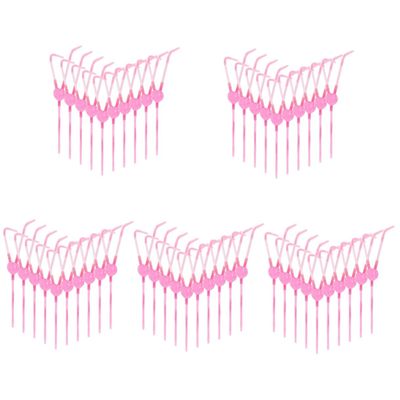 FOMIYES 50pcs Heart-shaped Double-mouth Drinking Straws for Valentine Day Party Fun Straws for Sharing Drinks Friends for Birthdays Celebrations