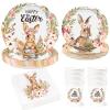 100Pcs Easter Party Decorations, Easter Tableware Set Serve 25 Guests 9" Dinner Plates 7" Dessert Plates 9OZ Paper Cups Napkins, Disposable Dinnerware Set, Paper Plate Bunny Egg Party Supplies view 1